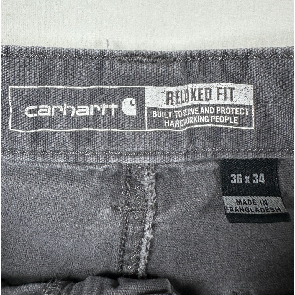 Carhartt Rugged Flex Relaxed Fit Canvas Work Pant Sz 36x34 Grey Distress BN2291M - Picture 7 of 11